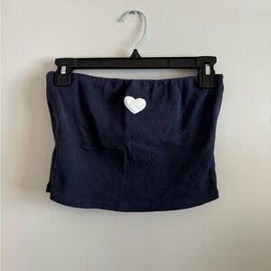 Forever 21 Navy Heart Crop Top